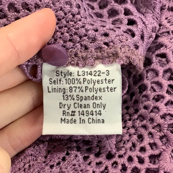 Johnny Was Purple Slip Dress with Lace Overlay B1 - Picture 14 of 14